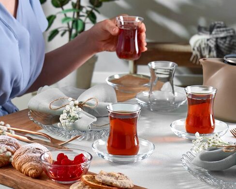 Pasabahce Premium Turkish Tea Cups and Saucers, Set of 12, Perfect for Tea Party, Gifts, Housewarming, Weddings, Anniversary in Saudi Arabia