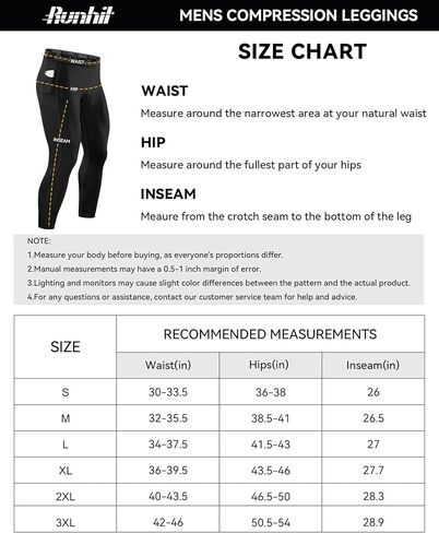 Runhit Mens Compression Pants Running Tights Pockets Sports Leggings Spandex Workout Cycling Athletic Thermal in Kuwait