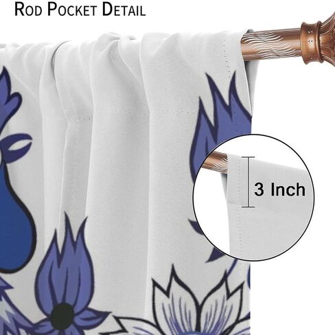 Rooster Curtains Rustic Farm Sunflower Chicken Pattern Window Treatments for Bedroom Living Room Kitchen Watercolor Painting Décor Drapes 2 Panel Sets Total Size 42" x 45" in Saudi Arabia