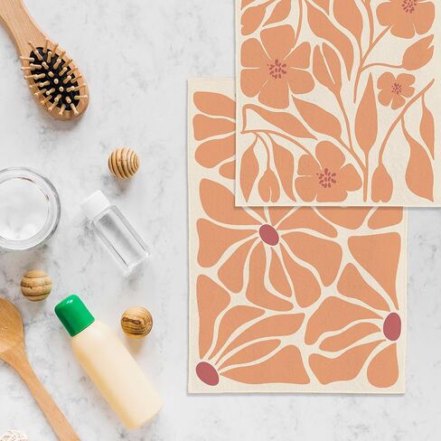 Boho Floral Kitchen Towels Set of 2- Black Floral Hand Towels, Beige Dish Towels, Decorative Kitchen Towels, Botanical Decorative Kitchen Towels, Boho Hand Towels for Bathroom, 16×24 Inches in Kuwait