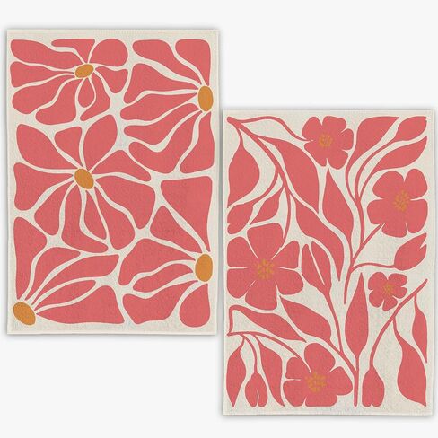 Boho Floral Kitchen Towels Set of 2- Black Floral Hand Towels, Beige Dish Towels, Decorative Kitchen Towels, Botanical Decorative Kitchen Towels, Boho Hand Towels for Bathroom, 16×24 Inches in Saudi Arabia