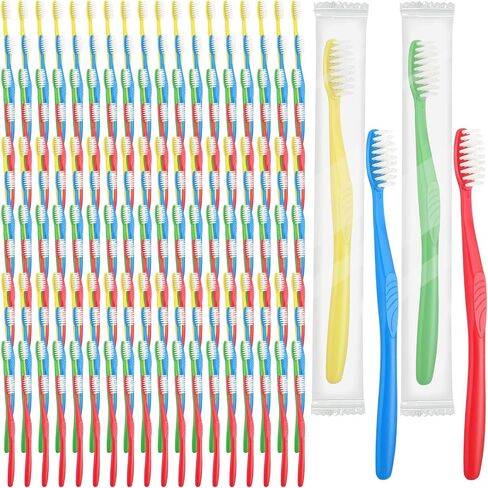 Tioncy 1000 Pieces Disposable Toothbrushes Individually Wrapped Toothbrushes Bulk Soft Bristle Tooth Brush Travel Manual Toothbrushes for Adults Camping Homeless Office School Dental Care in Saudi Arabia