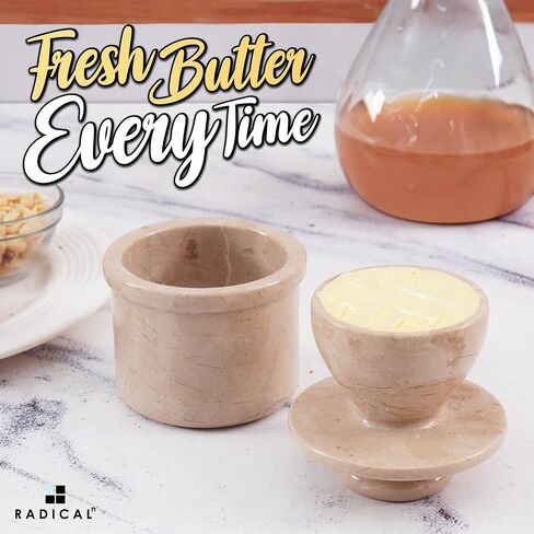 Radicaln Butter Dish Keeper Brown Handmade Marble Cold Crock Butter Holder Pot - French Style Deep Covered Butter with Lid in Saudi Arabia