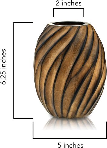 Mesmerizing Hand-Carved Spiral Brown Mango Tree Wood Vase in Saudi Arabia