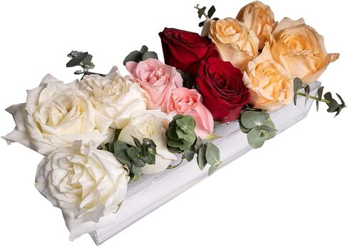 Rectangular Floral Centerpiece for Dining Table - 12Inches Long Acrylic Modern Vase - Rectangular Vase- Low Floral Vases for Centerpieces Decorative in Saudi Arabia