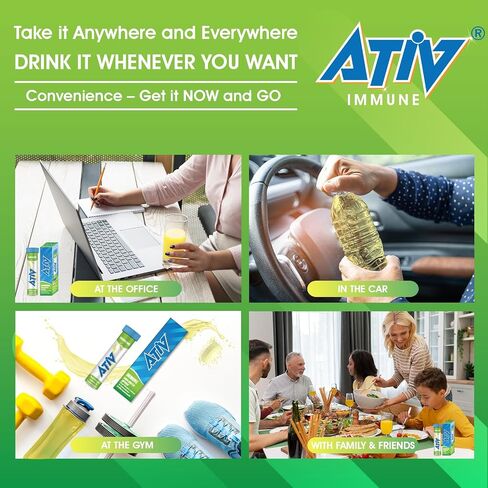 ATIV Immune, 20 Effervescent Tablets with Vitamins C, D, Magnesium, Zinc & Selenium, Ginger Lemongrass Flavor, by JBA in Saudi Arabia