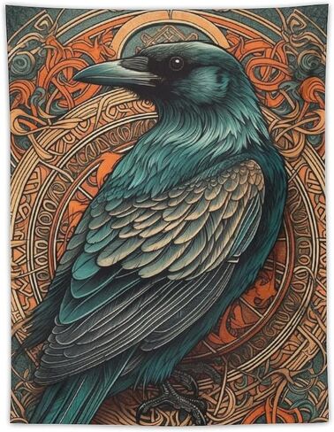 نسيج مشترك Gou Raven، نسيج على الطراز القوطي للتعليق على الحائط، مفروشات جمالية لتزيين جدران المنزل لغرفة النوم وغرفة المعيشة 30 بوصة × 40 بوصة in Saudi Arabia