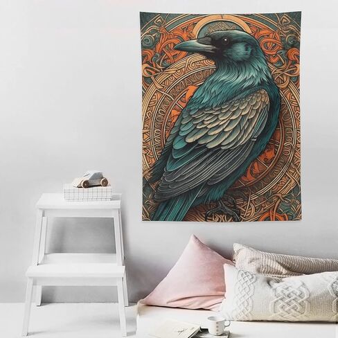 نسيج مشترك Gou Raven، نسيج على الطراز القوطي للتعليق على الحائط، مفروشات جمالية لتزيين جدران المنزل لغرفة النوم وغرفة المعيشة 30 بوصة × 40 بوصة in Saudi Arabia