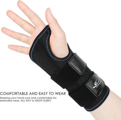 HiRui Wrist Brace for Carpal Tunnel Arthritis, Wrist Support with Splints Compression Hand Support for Tendonitis Sprain, Fits Day&Night Sleep Support, Adjustable (Medium, Right Hand (Pack of 1)) in Saudi Arabia