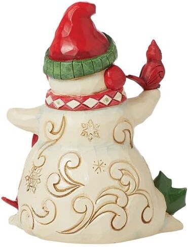 Enesco Jim Shore Heartwood Creek رجل ثلج مع غطاء للأذنين وتمثال كاردينالز - تمثال رجل ثلج مصنوع يدويًا من الراتنج الحجري، تمثال ديكور منزلي لعيد الميلاد، 5.51 بوصة in Saudi Arabia