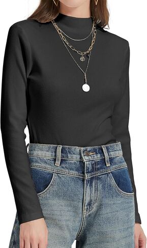 Womens Mock Turtleneck Shirts Long Sleeve Fall Winter Base Layer Tops Soft Thermal Undershirts in Saudi Arabia