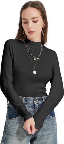 Womens Mock Turtleneck Shirts Long Sleeve Fall Winter Base Layer Tops Soft Thermal Undershirts in Saudi Arabia