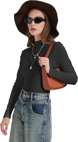 Womens Mock Turtleneck Shirts Long Sleeve Fall Winter Base Layer Tops Soft Thermal Undershirts in Saudi Arabia