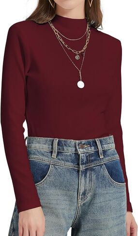 Womens Mock Turtleneck Shirts Long Sleeve Fall Winter Base Layer Tops Soft Thermal Undershirts in Saudi Arabia