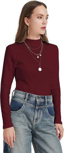 Womens Mock Turtleneck Shirts Long Sleeve Fall Winter Base Layer Tops Soft Thermal Undershirts in Saudi Arabia