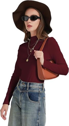 Womens Mock Turtleneck Shirts Long Sleeve Fall Winter Base Layer Tops Soft Thermal Undershirts in Saudi Arabia