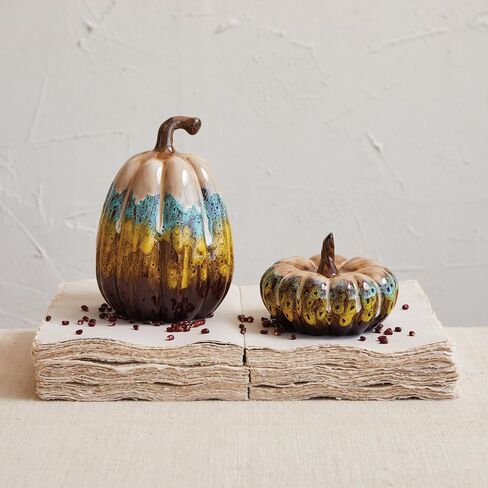Creative Co-Op Stoneware Pumpkin Decor with Reactive Glaze, Multicolor in Saudi Arabia