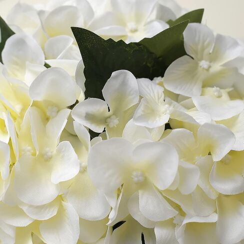 "N/A" GreenHouzz Artificial Flowers in Clear Glass Vase with Faux Water Silk Hydrangea Arrangement Centerpiece Decorations for Home Wedding Office Table (Cream) in Saudi Arabia