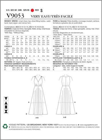 Vogue Patterns V9053 Misses' Dress Sewing Template, A5 (6-8-10-12-14) in Saudi Arabia