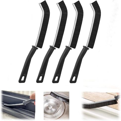 فرشاة تنظيف الفجوات ذات الشعيرات الصلبة، أداة فرشاة تنظيف الشقوق، فرشاة تنظيف فجوات الحمام المنزلية الصغيرة للمطابخ وأخدود النوافذ والبلاط (4 عبوات) in Kuwait