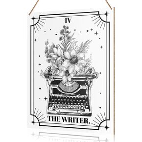 UDNADKEX Writer Wall Decor, The Writer, Gift for Writer Author Novelist Typewriter, Write Decor for Home Office Bedroom Living Room Wooden Decor Writing Decoration