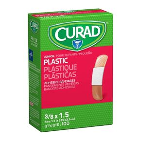 CURAD Plastic Adhesive Bandages 3/8" x 1.5", Not Made from Natural Rubber Latex, Pack of 3600