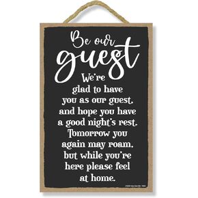 Honey Dew Gifts, Be Our Guest, Wall Hanging Sign, 7 Inch by 10.5 Inch, Front Door Decorations, Welcoming Sign for Vacation Rental, Housewarming Gift, Summer Decorations for Home, 76293