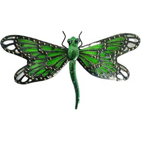 Comfy Hour Travel on Wings Collection 12" Metal Art Dragonfly Wall Decor Green