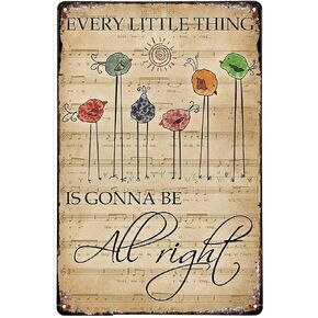 Xiddxu Vintage Metal Tin Sign Bird Every Little Thing is Gonna Be Alright Tin Sign BarTavernPubClub Man Cave Wall Decor 5.5x8 Inch