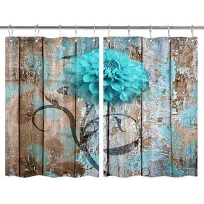 جاو مزرعة الزهور زهرة المطبخ الستار، ريفي الداليا على لوح خشبي البلد الحظيرة باب المطبخ نافذة الستار، نافذة لوحات المعالجة مجموعات الستائر السنانير المعدنية وشملت 55x39 بوصة 2 لوحات مجموعة in Kuwait