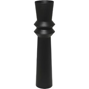 The Novogratz Metal Decorative Vase Tall Art Deco Fluted Floor Centerpiece Vase, Flower Vase for Home Decoration 8" x 8" x 38", Black