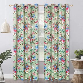 Blackout Grommet Top Curtains Blooming Floral Farmhouse Curtains Drapes for Bedroom, Living Room, Dining Room,52by63inch, 1 Panel