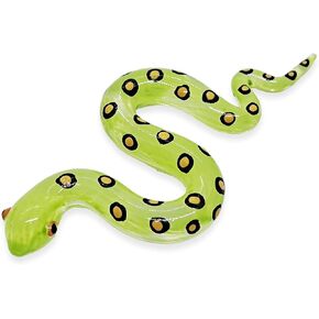 WitnyStore Tiny 3½" Long Lime Green Yellow Dots Snake Figurine - Collectible Animal Art - Colored Hand Blown Painted Glass Miniature Table Decor Crystal Serpent Cobra Reptile Colorful Gifts Souvenirs in Saudi Arabia