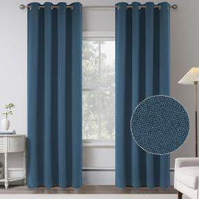 KEQIAOSUOCAI Denim Blue 100% Blackout Linen Curtains,84 Inch Length 2 Panels Vintage Fashion Bedroom Curtains Blocking All Sun Light Blue Jean Denim Curtains Drapes for Living Room,W52 x L84 Inch