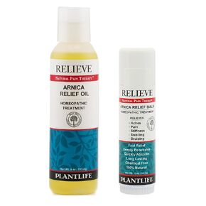 Plantlife Arnica Relieve Oil and Balm Bundle - Made with Arnica and 100% Pure Essential Oils - Relieve Products are a Homeopathic Solution for Everyday Use - Made in California