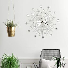 Wall Clock, Modern Crystal Wall Clocks with Arabic Non-Ticking Silent Digital Fashionury -Studded Metal Wall Clock for Living Room, Bedroom, Home Wall Art Decoration