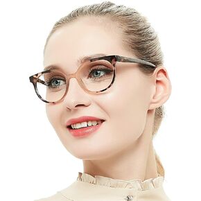 OCCI CHIARI Bifocal Reading Glasses with Clear Top,Blue Light Blocking Readers Women 1.0 1.5 2.0 2.5 3.0 3.5(200+ Brown)