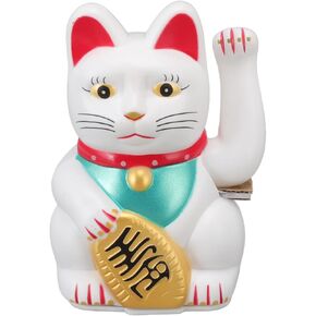 Lucky Fortune Cat, Japanese Lucky Cat with Waving Arm, Feng Shui Good Luck Cat Figurine, Battery Operated Gold Fortune Cat Wealth Health Welcoming Ornament for Home Restaurant Hotel(6in Golden Cat)