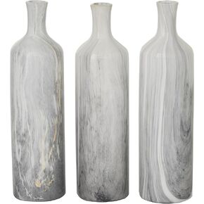 Deco 79 Contemporary Stoneware Vase CER Assorted 3" W, 13" H-93692, 3" x 13", Gray, 3 EA