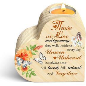 هدية شمعة تذكارية، حامل شموع خشبي على شكل قلب، هدايا تعاطف لفقدان الأقارب، حامل شموع ديكور على شكل فراشة لذكرى الفجيعة للعائلة، طباعة مزدوجة الجوانب in Kuwait