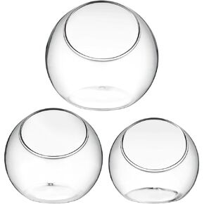 BESPORTBLE 3pcs Clear Glass Vase Slant Cut Bubble Bowl Plant Terrarium Display 8cm+10cm+12cm Glass Tabletop Succulent Air Plant Planter Globe