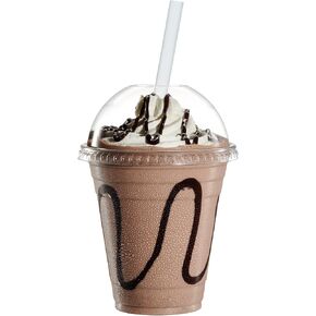 GUSTO [12 oz. - 100 Count Clear Plastic Cups With Dome Lids - Perfect for Smoothies, Milkshakes, and To-Go Beverages (Formerly Comfy Package)