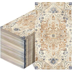 Yeaqee 100 Pcs Boho Napkins Paper Guest Towels 2 Ply Decorative Napkins Disposable Bathroom Napkins Disposable Hand Towel for Kitchen Harvest Party Dinner(Orange and Cyan)