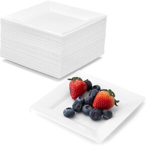 Ilyapa 50 Pack 4 Inch Disposable Dessert Plates, Plastic Clear Party Plates Sets for 50 Guests, Clear Appetizer plates 4 Inch, Clear Cake Plates 4", Party & Dinner Accessories, Square