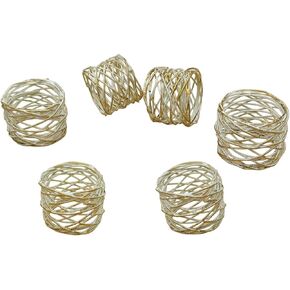 Napkin Rings Handmade Bird Nest Napkin Rings Set of 6 Pcs Wrought Iron Farmhouse Mesh Napkin Ring Holders for Wedding Dinner Parties, Dining Room, Family Gathering and Special Occasion by Living Ideas