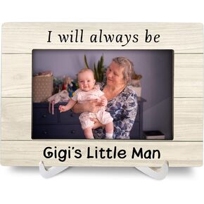 Gigi Gifts for Grandma 4x6 Picture Frames, New Boy Grandma Gifts Wood Photo Frame, Grandkids Grandson Gifts from Grandma, Mother's Day Gigi Mimi Gifts Picture Frame for Wall Tabletop Display