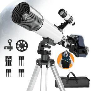 Telescope for Adults High Powered, 70mm Aperture 400mm Astronomy Telescope (20x-330x) for Kids Beginners, Portable Travel Refractor Telescopes with Phone Adapter, Tripod, Carry Bag