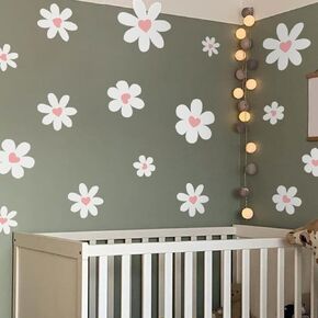 White Daisy Wall Decals Peel and Stick Daisy Stickers Cute Flower Wall Stickers for Toddler Kids Girls Room Nursery Bedroom Playroom Living Room Boho Flower Wall Stickers (Daisy Wall Decals)