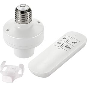 QIACHIP Remote Control Light Lamp Socket E26 E27 Bulb Base Holder, Wireless Light Switch Kit with Timer