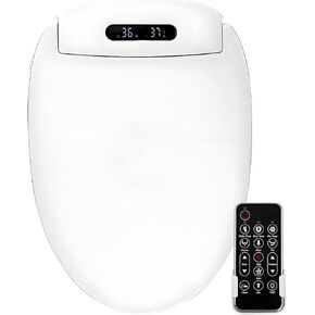 Toliet Seat, Electric Heated Bidet Toilet Seat Elongated, Remote Control, Side Panel, Temperature Adjustable Smart Bidet Seat, Warm Air Dryer, Luxury Toilet Seat, White
